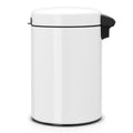 White trash can with black accents on a white background