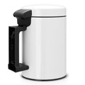 White trash bin with black pedal on a white background