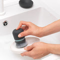 Soap Dispensing Dish Brush Dark Grey