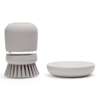 Soap Dispensing Dish Brush Dark Grey Mid Grey