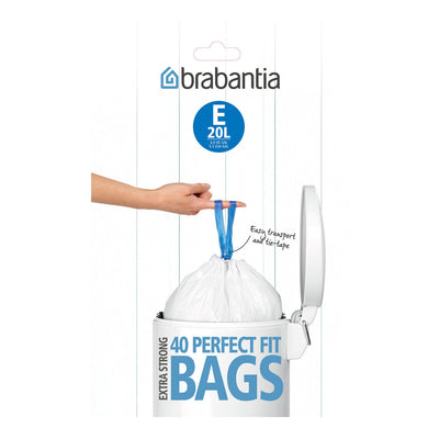 Bin Liner Code E (20 Litre) 40 Bags Dispenser Pack - White