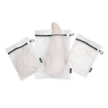 Wash Bags Set of 3 in 2 sizes (2x 33 x 25cm / 1x 45 x 33cm) - White w/ Grey Zipper