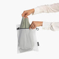 Wash Bags Set of 3 in 2 sizes (2x 33 x 25cm / 1x 45 x 33cm) - White w/ Grey Zipper