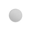 Round mirror with black frame on a white background