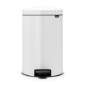 White trash bin with black foot pedal on a white background