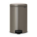 Gray trash can with a foot pedal on a white background