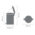 Measurement chart of a cylindrical object with dimensions labeled