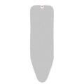 Gray ironing board cover on a white background