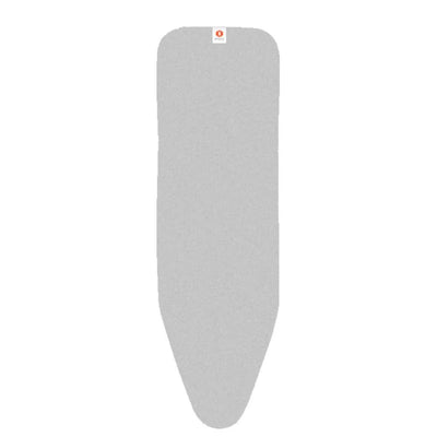 Gray ironing board cover on a white background